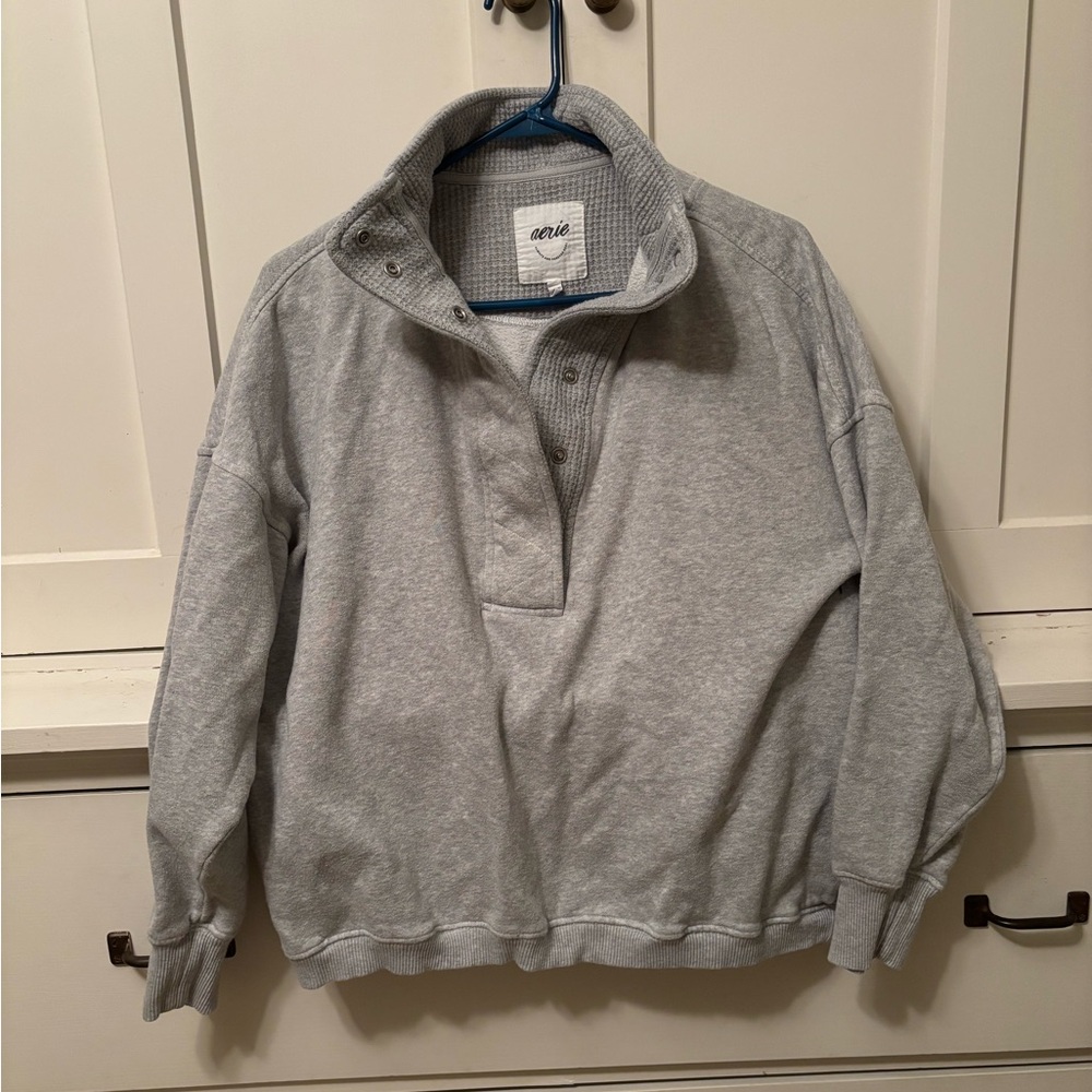 Aerie Light Gray Cowl Neck Sweater